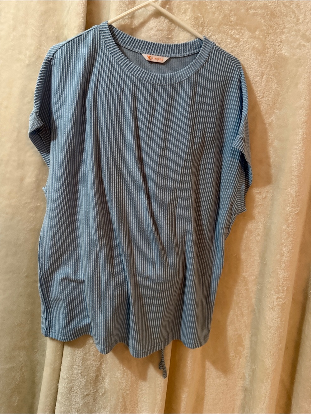 Light Blue Ribbed Short-Sleeve Women's set